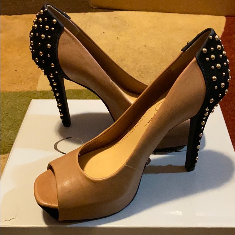 Jessica Simpson Studded Peep Toe Heels